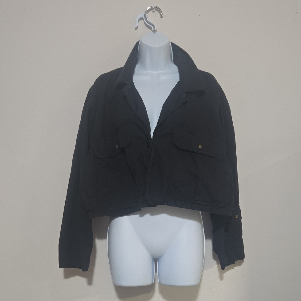 Banana Republic Linen Cargo Cropped Jacket